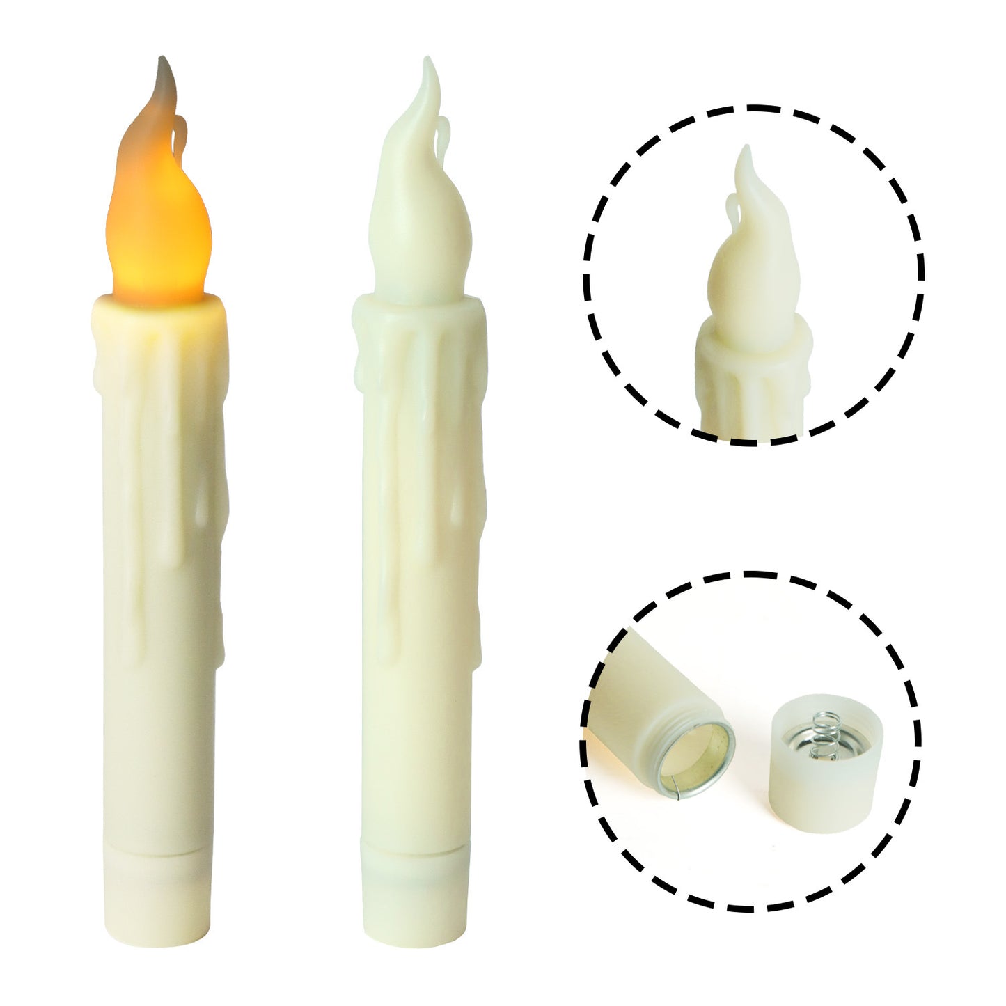 12-Pack LED Taper Candles, Remote, Hooks, & Line V888-ELOSUNG39107