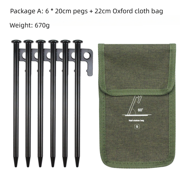 2pc Heavy-Duty 20cm Tent Stakes Kit (6 Pegs /pc) with Carry Bag V888-ELOSUNG39109