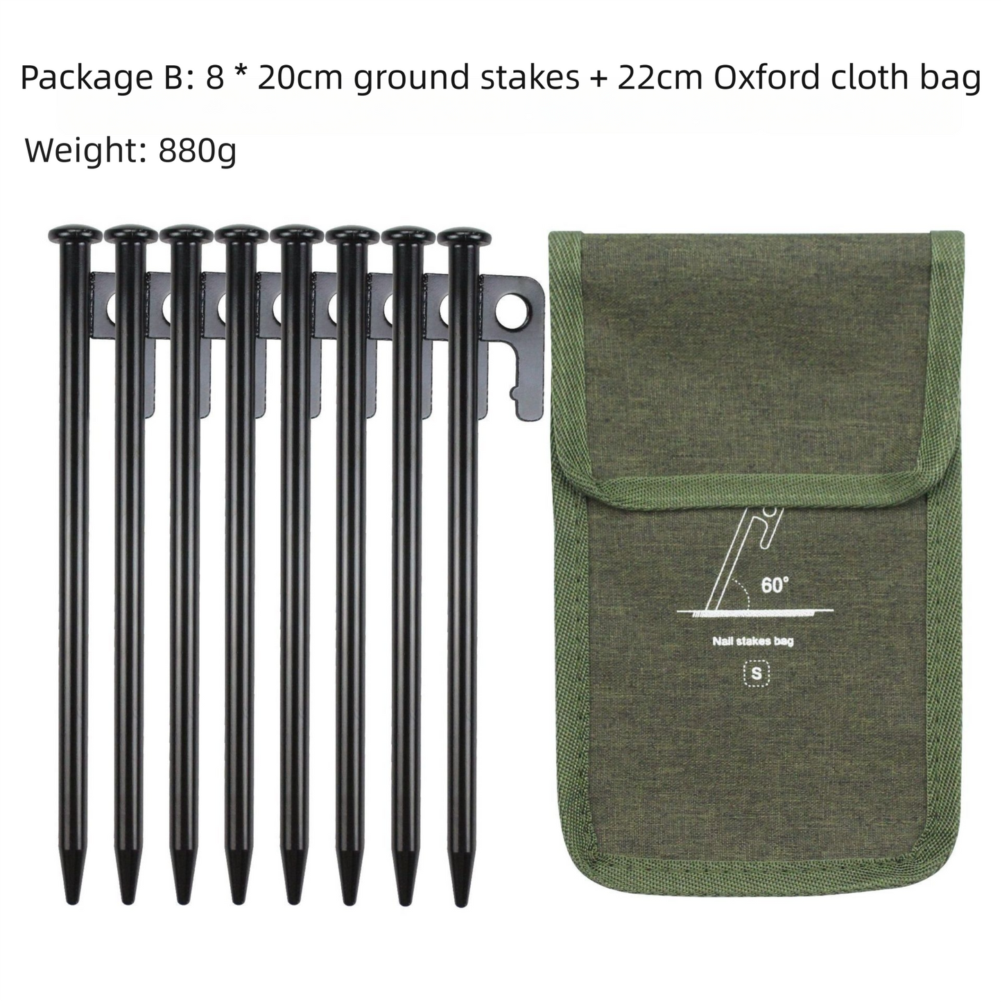 2pc Heavy-Duty 20cm Tent Stakes Kit (8 Pegs/pc) with Carry Bag V888-ELOSUNG39110