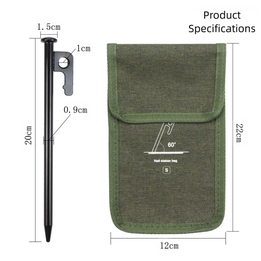 2pc Heavy-Duty 20cm Tent Stakes Kit (12 Pegs/pc) with Carry Bag V888-ELOSUNG39112