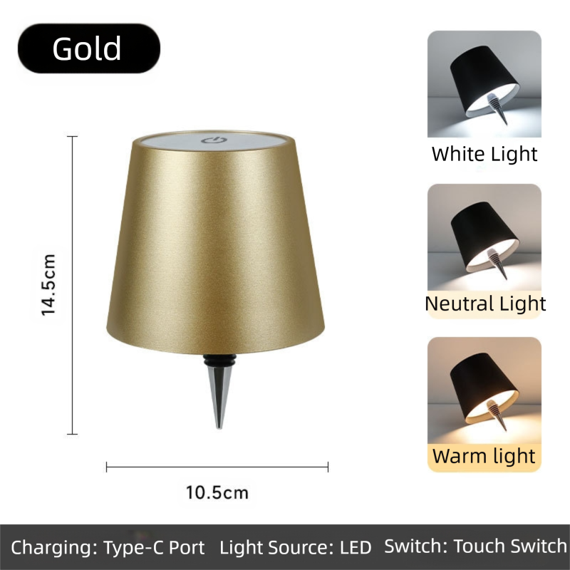 Gold Cordless Tri-Color Wine Bottle LED Lamp V888-ELOSUNG39115