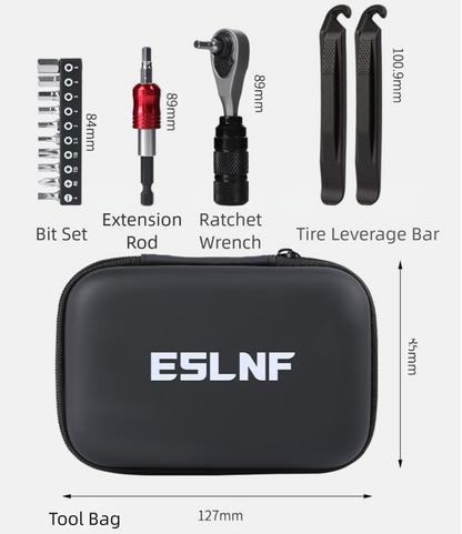 Compact Bicycle Ratchet Tool Kit - Bidirectional Wrench,Magnetic Bits & Tire Levers V888-ELOSUNG39124