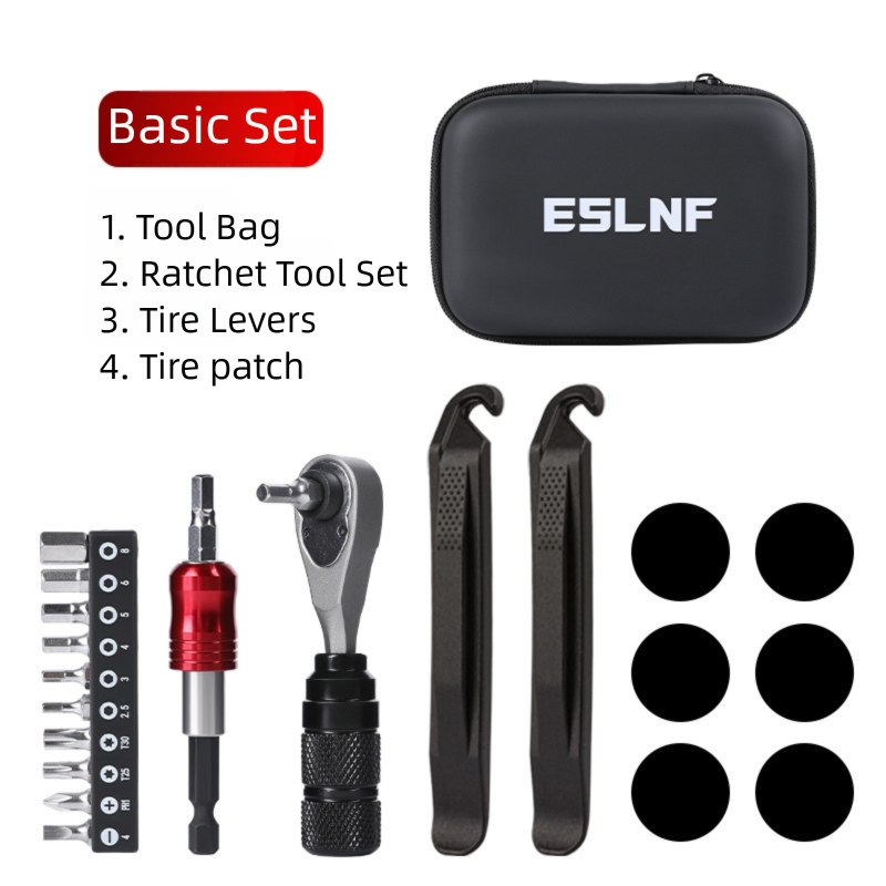 Compact Bicycle Ratchet Tool Kit With Tire Patch V888-ELOSUNG39125