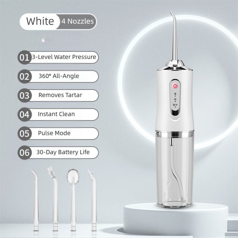 White Cordless Water Flosser, USB Rechargeable with 4 Tips V888-ELOSUNG39129