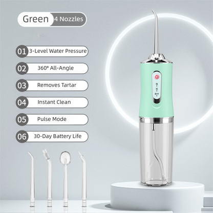 Green Cordless Water Flosser, USB Rechargeable with 4 Tips V888-ELOSUNG39130