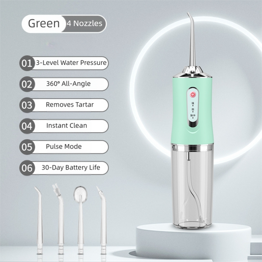 Green Cordless Water Flosser, USB Rechargeable with 4 Tips V888-ELOSUNG39130
