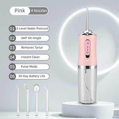 Pink Cordless Water Flosser, USB Rechargeable with 4 Tips V888-ELOSUNG39131