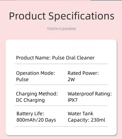 Pink Cordless Water Flosser, USB Rechargeable with 4 Tips V888-ELOSUNG39131