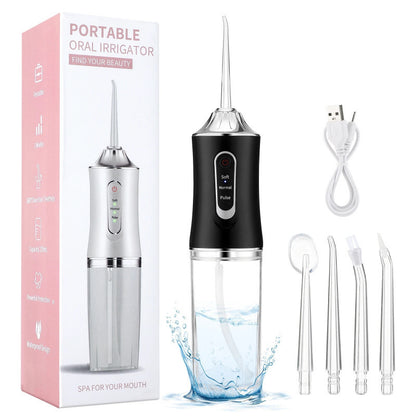 Black Cordless Water Flosser & Oral Irrigator - USB Rechargeable Portable Teeth Cleaner with 3 Modes & 4 Jet V888-ELOSUNG39132