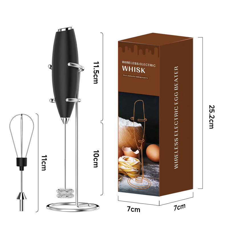 Black Battery-Powered Frother and Whisk with Stand V888-ELOSUNG39133