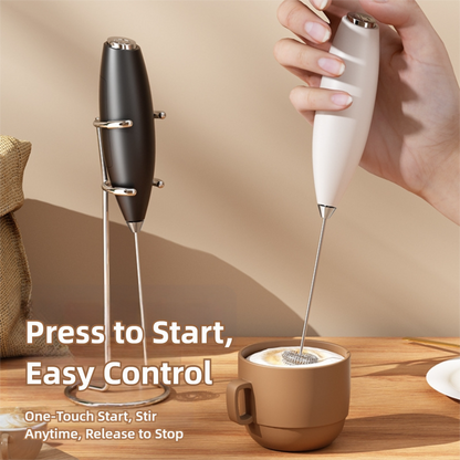 White Battery-Powered Frother and Whisk with Stand V888-ELOSUNG39134