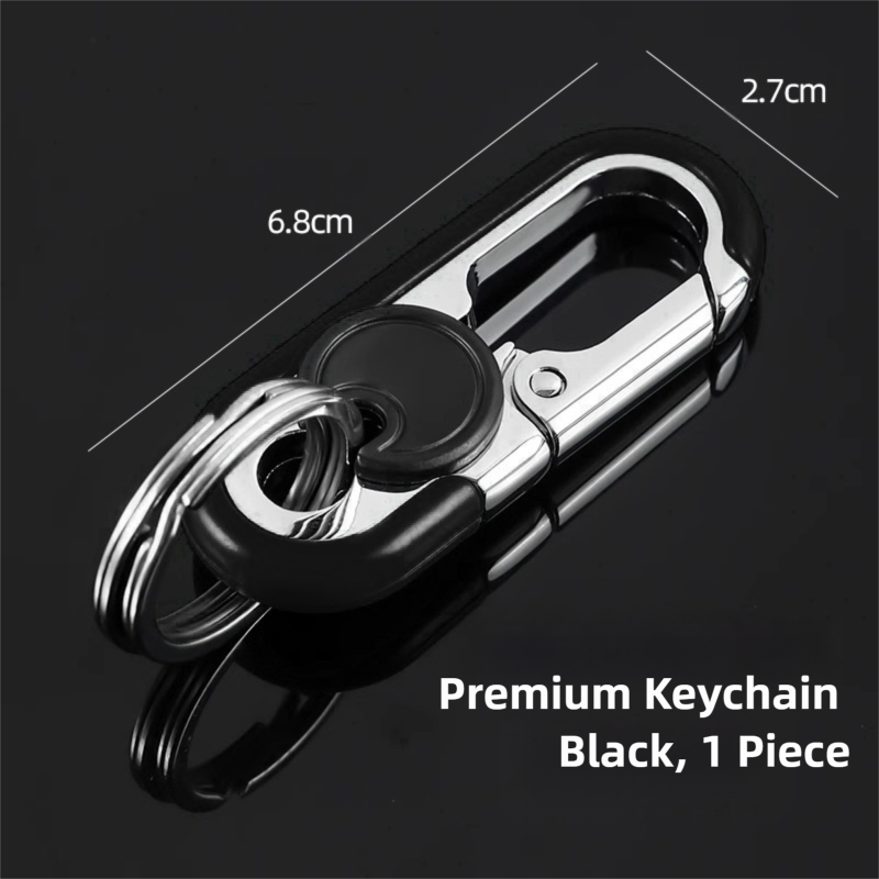 3pc Black Durable Zinc Alloy Carabiner Keychain - Secure Twist Lock & Dual Key Rings V888-ELOSUNG39139