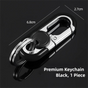 3pc Black Durable Zinc Alloy Carabiner Keychain - Secure Twist Lock & Dual Key Rings V888-ELOSUNG39139