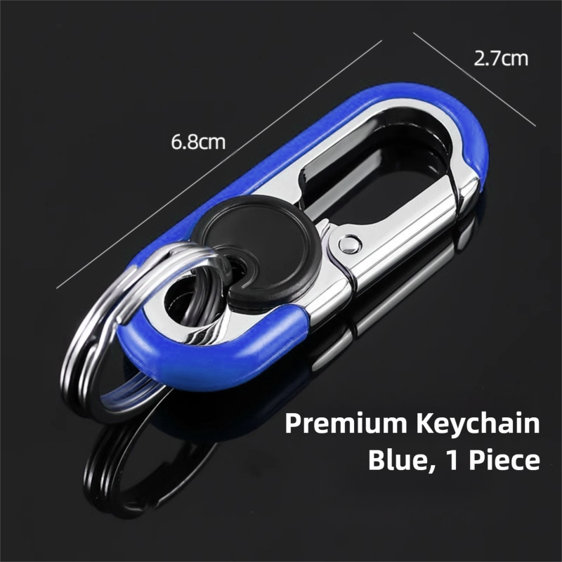 3pc Blue Durable Zinc Alloy Carabiner Keychain - Secure Twist Lock & Dual Key Rings V888-ELOSUNG39140