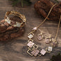 Geometric Inlay Earrings Necklace Bracelet Jewelry Set x 2 - Brown & Pink V888-ELOSUNG39147