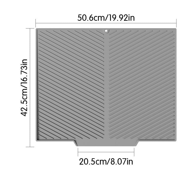 2PC Grey Multi-Use Drain Mat (51x43 cm) - Non-Slip Heat Protection for Dish Drying & Prep V888-ELOSUNG39150