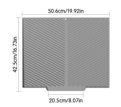 2PC Grey Multi-Use Drain Mat (51x43 cm) - Non-Slip Heat Protection for Dish Drying & Prep V888-ELOSUNG39150