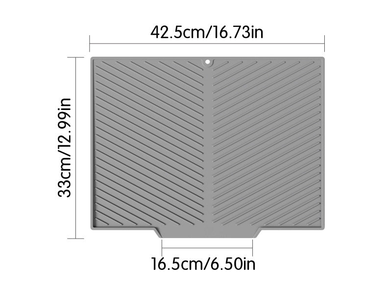 2PC Grey Multi-Use Drain Mat (43x33 cm) - Non-Slip Heat Protection for Dish Drying & Prep V888-ELOSUNG39153