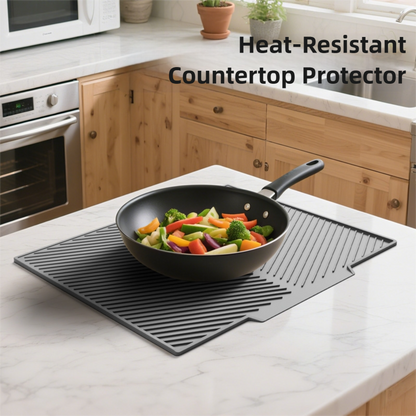2PC Black Multi-Use Drain Mat (37x27 cm) - Non-Slip Heat Protection for Dish Drying & Prep V888-ELOSUNG39155
