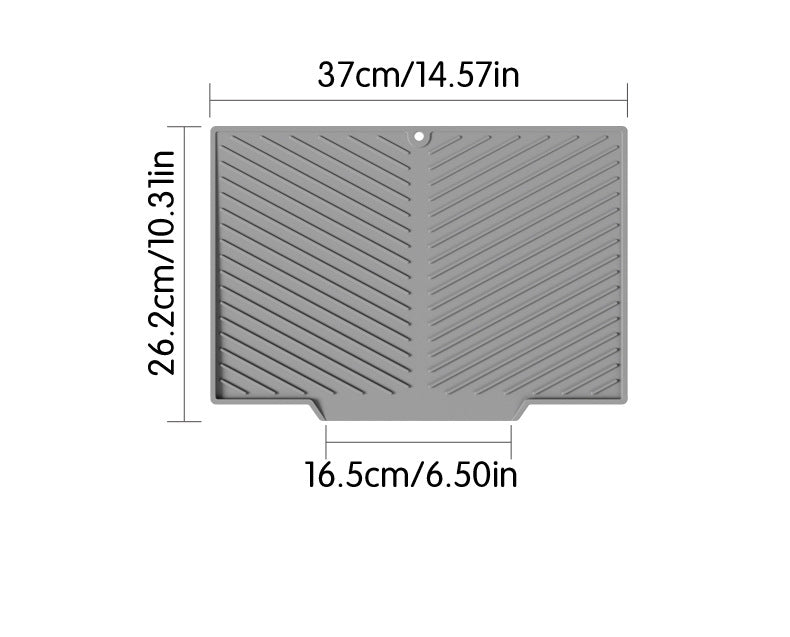 2PC Black Multi-Use Drain Mat (37x27 cm) - Non-Slip Heat Protection for Dish Drying & Prep V888-ELOSUNG39155