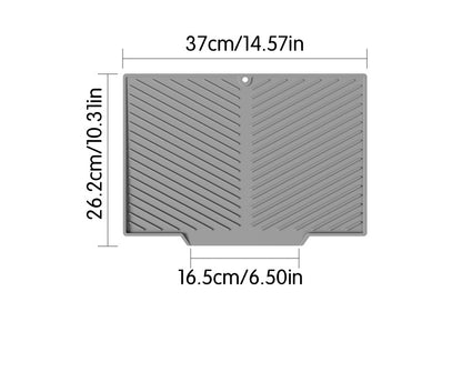 2PC Grey Multi-Use Drain Mat (37x27 cm) - Non-Slip Heat Protection for Dish Drying & Prep V888-ELOSUNG39156