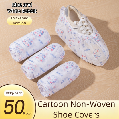 50 Pieces Thickened Non-Woven Disposable Shoe Covers (Blue Rabbit) - Universal Fit (EU Size 34-45) for Guests V888-ELOSUNG39169