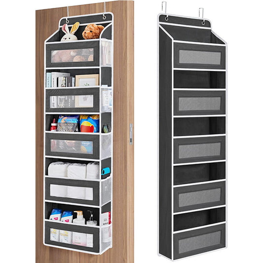 5-Tier Black Over The Door Organizer - Heavy-Duty Hanging Storage (15.7in x 5.5in) with Anti-Tilt Design for V888-ELOSUNG39177
