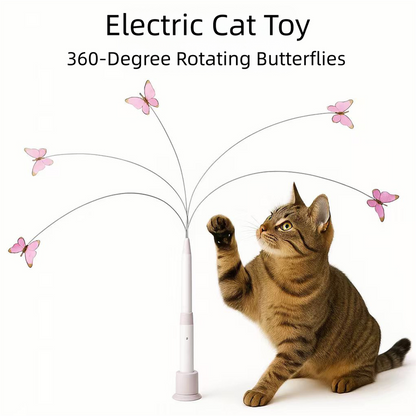 Automatic Interactive Butterfly Cat Toy - Electric Rotating Wand with 60CM Steel Wire, Suction Base & 2 Smart V888-ELOSUNG39178