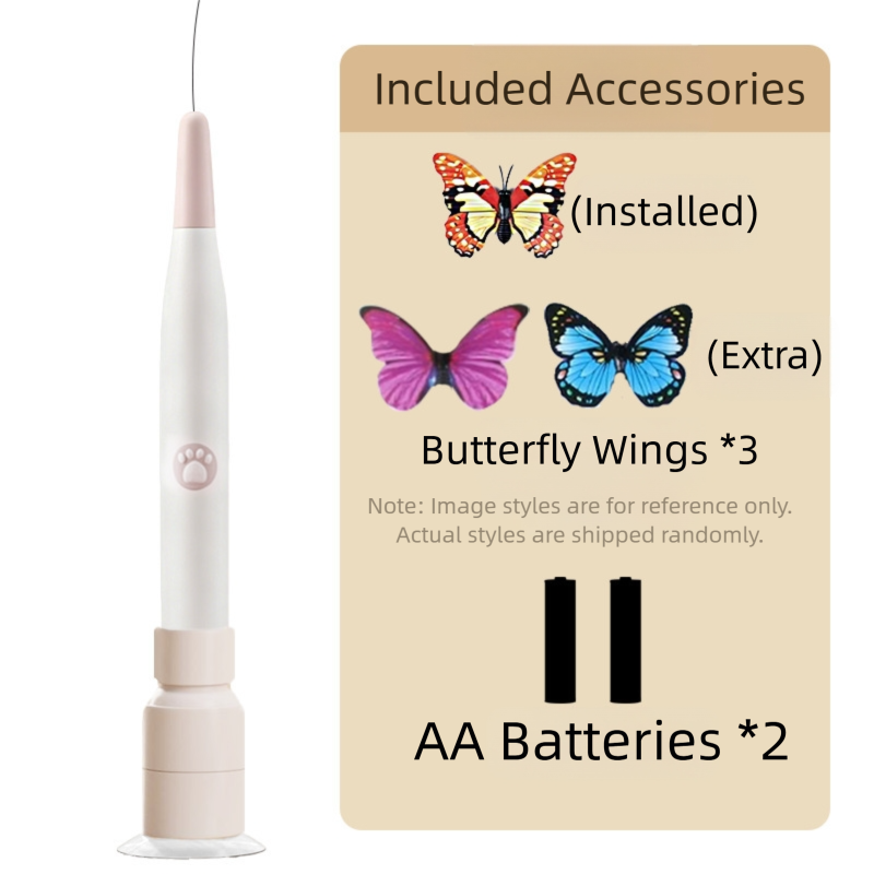 Automatic Interactive Butterfly Cat Toy - Electric Rotating Wand with 60CM Steel Wire, Suction Base & 2 Smart V888-ELOSUNG39178