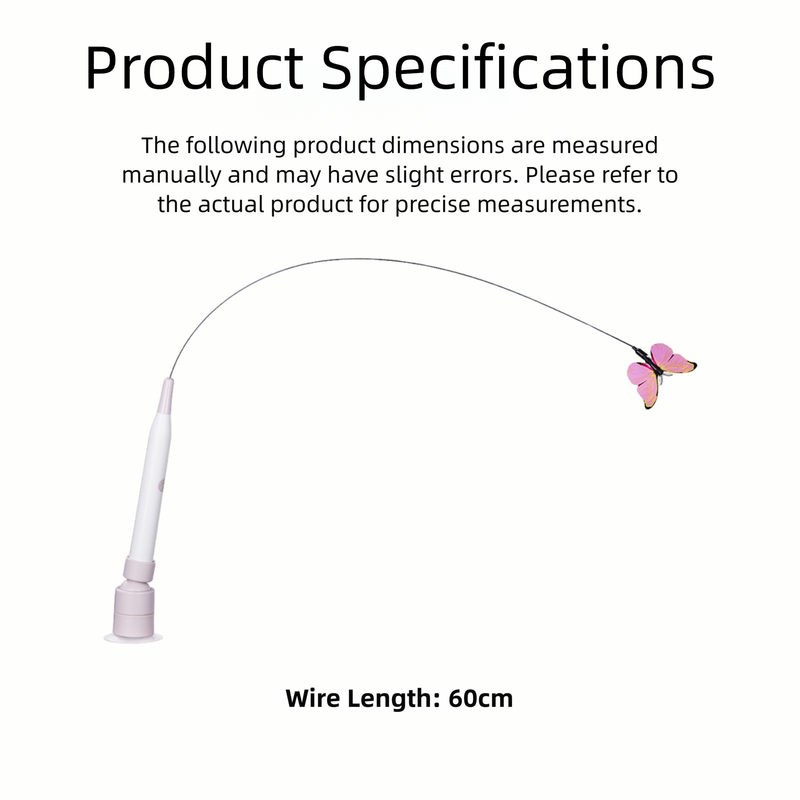 Automatic Interactive Butterfly Cat Toy - Electric Rotating Wand with 60CM Steel Wire, Suction Base & 2 Smart V888-ELOSUNG39178