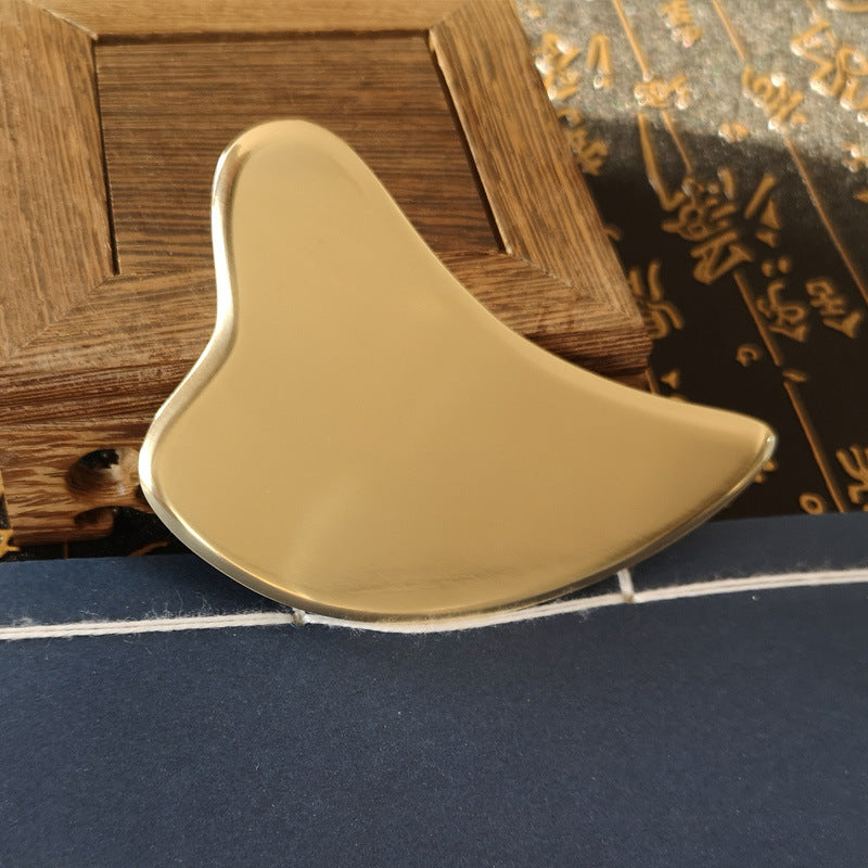 Brass Heart Gua Sha Tool - 4mm Facial Scraper for Lymphatic Drainage & Tension Relief V888-ELOSUNG39183