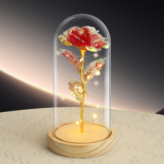 LED Eternal Red Rose in Glass Dome - Anniversary Flower Gift for Her, Mom, or Girlfriend V888-ELOSUNG39186