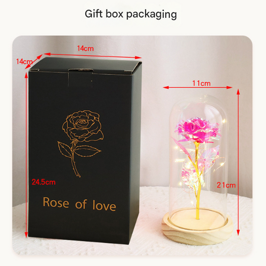Colorful Rose LED Light - Black Clover Plastic Base,Battery Powered Flower Dome for Decor & Gifting V888-ELOSUNG39188