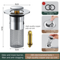 2-Pack Pop-Up Sink Stopper with Hair Catcher - Standard (34-40mm) Drain Filter,Basin Drain Filter Upgrade V888-ELOSUNG39194