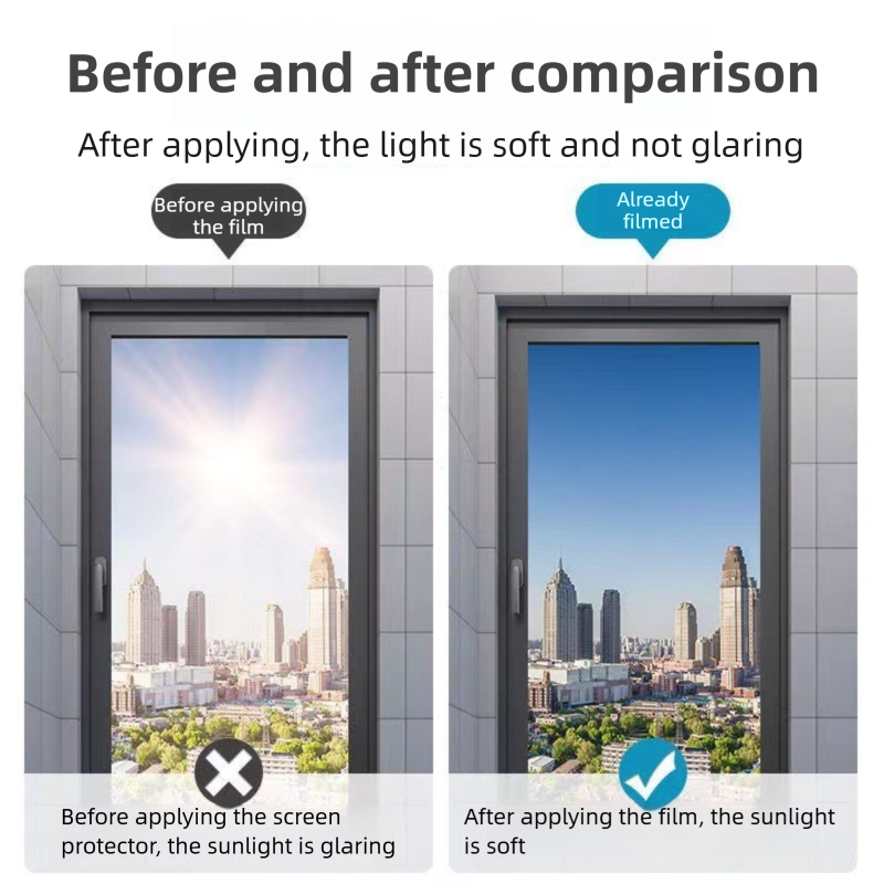 Premium 6-Layer Black Window Film for Home/Office - Reflective One-Way Privacy, 50cm x 2m One Roll, UPF 50+ V888-ELOSUNG39202