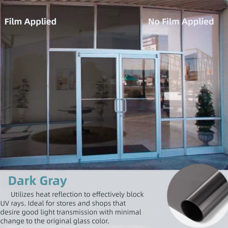Premium 6-Layer Dark Grey Window Film for Home/Office - Reflective One-Way Privacy, 50cm x 2m One Roll, UPF V888-ELOSUNG39204