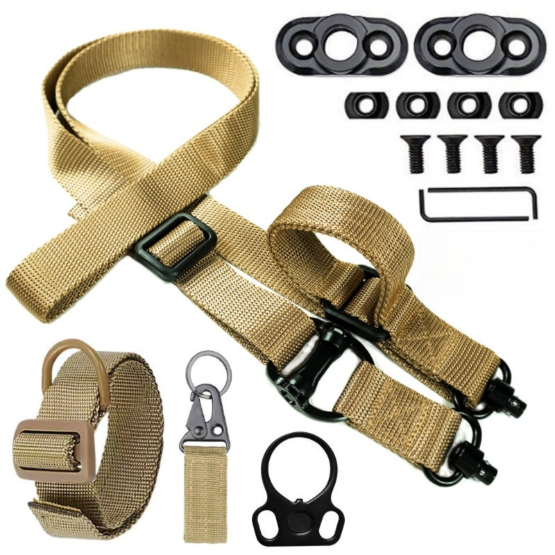 Khaki Quick-Adjust MS4 Tactical Sling System - Single/Two-Point Conversion Kit for Outdoor Gear V888-ELOSUNG39213