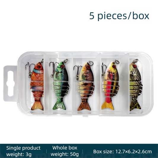 5-Pack 2" Lifelike Jointed Swimbaits for Crappie Bass Trout, , Swimbait for Relax Family Fishing V888-ELOSUNG39214