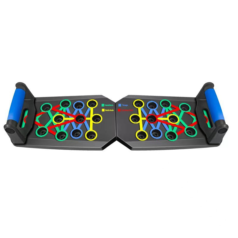 30-Hole Black Foldable Push Up Board with Resistance Bands & Non-Slip Grips for Home Gym V888-ELOSUNG39215