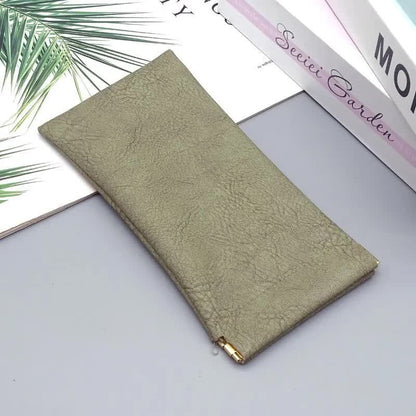 3-Pieces PU Green Leather Glasses Pouch(18 * 8 CM) - Water Resistant, Soft Lining, Snap Closure, Universal V888-ELOSUNG39221