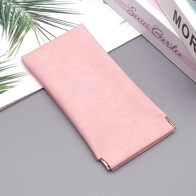 3-Pieces PU Pink Leather Glasses Pouch(18 * 8 CM) - Water Resistant, Soft Lining, Snap Closure, Universal V888-ELOSUNG39223