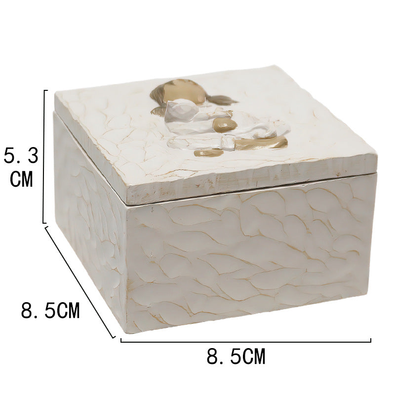 Resin Pet Urn Keepsake Box(8.5*8.5*5.3CM) - Child Hugging Cat Cremation Memorial V888-ELOSUNG39226