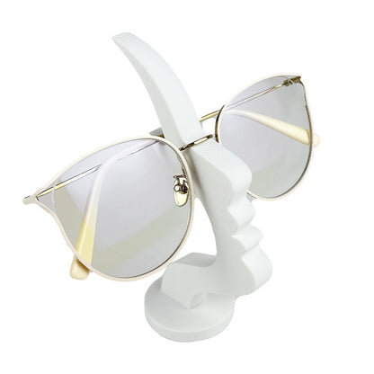 3-Pack White Abstract Face Eyewear Stand - Sculptural Desk & Nightstand Display (13.7 * 5CM) V888-ELOSUNG39229