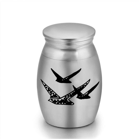 6-Pack 25x16mm Flying Bird Engraved Mini Keepsake Urn - Steel Ashes Memento for Cats Dogs V888-ELOSUNG39241