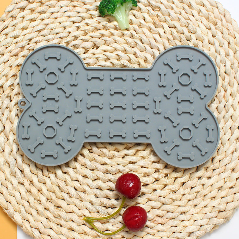 2-Pack Grey Food Grade Silicone Dog Lick Mat - Bone Shape Slow Feeder for Anxiety Relief, Training & Bath V888-ELOSUNG39247
