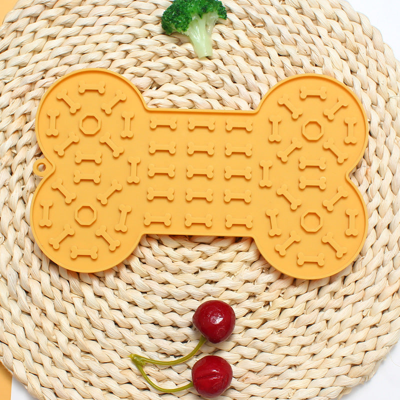 2-Pack Yellow Food Grade Silicone Dog Lick Mat - Bone Shape Slow Feeder for Anxiety Relief, Training & Bath V888-ELOSUNG39249