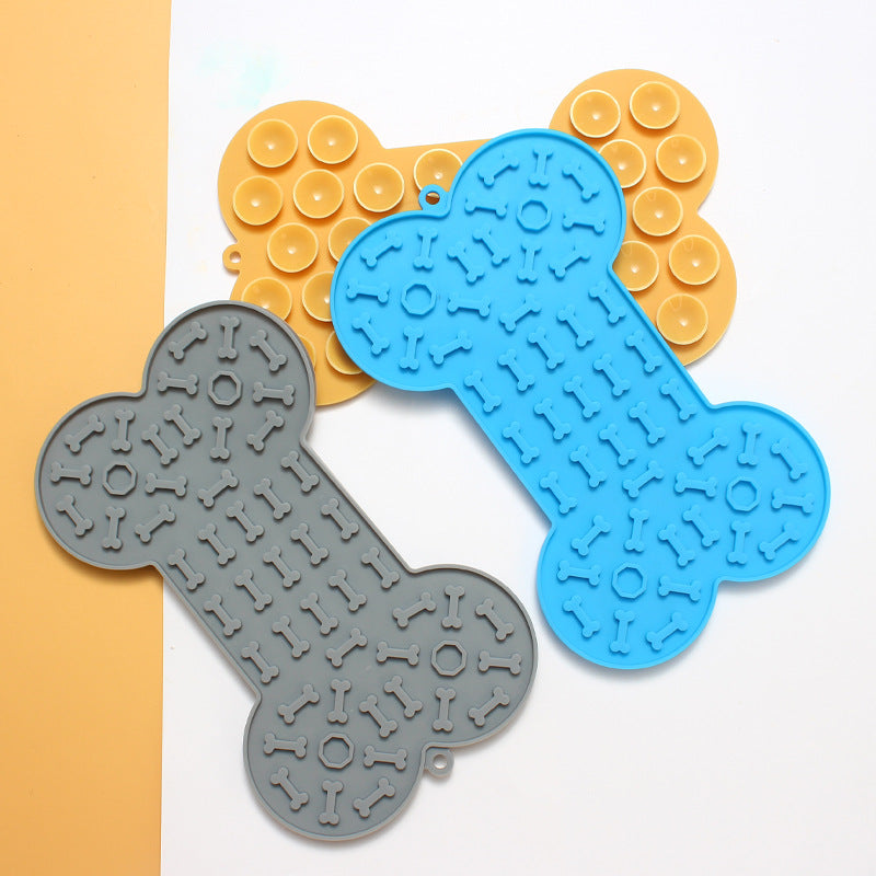 2-Pack Yellow Food Grade Silicone Dog Lick Mat - Bone Shape Slow Feeder for Anxiety Relief, Training & Bath V888-ELOSUNG39249