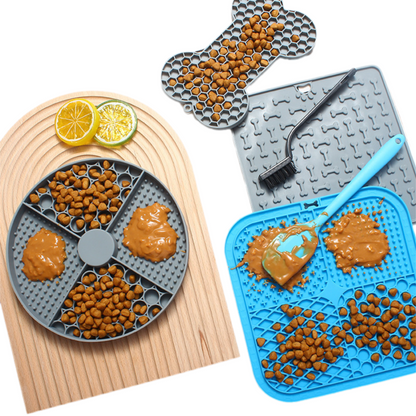 2-Pack Yellow Food Grade Silicone Dog Lick Mat - Bone Shape Slow Feeder for Anxiety Relief, Training & Bath V888-ELOSUNG39249