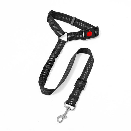 2PC Black Adjustable Dog Car Safety Seat Belt Leash - Anti-Shock Bungee Headrest Restraint with Reflective V888-ELOSUNG39257