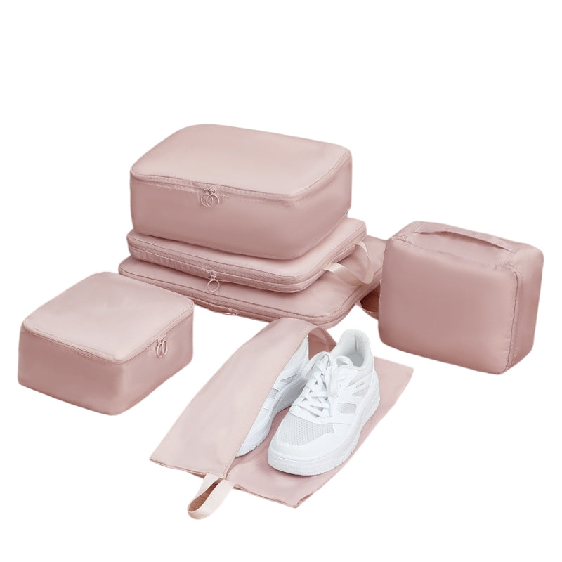6-Piece Pink Memory Fabric Travel Compression Packing Cubes Set - Waterproof, Anti-Wrinkle Luggage Organizer V888-ELOSUNG39260